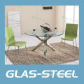2013 Hot Stainless Steel Furniture - Round Glass Dining Room Table
